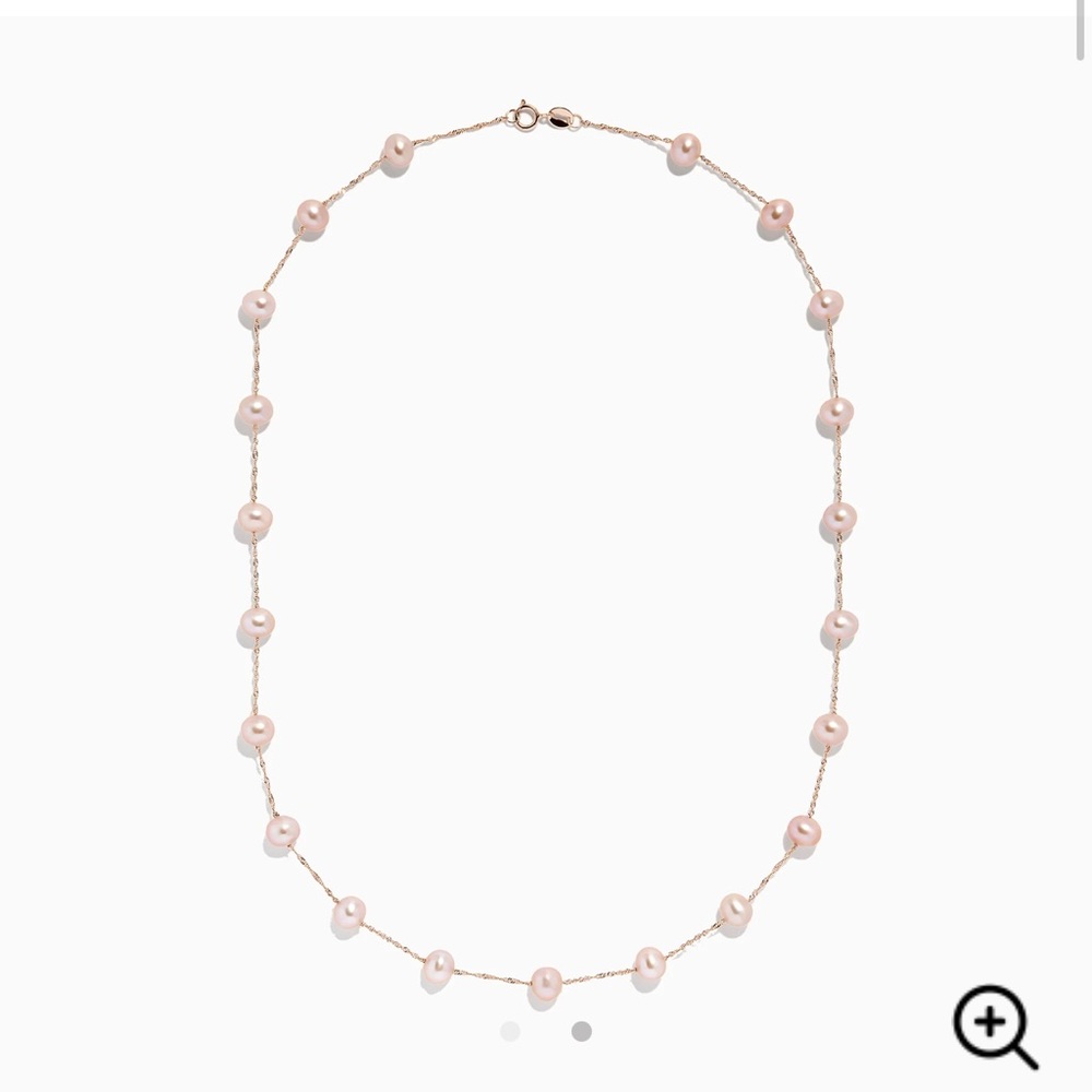 14K Rose Gold Cultured Fresh Water Pearl Necklace